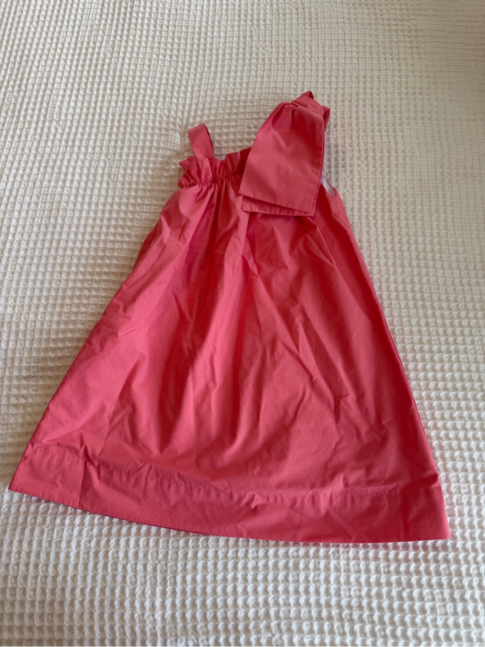 Girls Coral Pink Summer Dress with Bow Strap